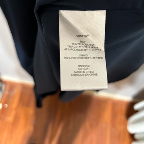 Tibi Ruched Convertible Bell Sleeve Cinched Stretch Crepe Midi Dress Navy Blue 8 - Picture 10 of 11